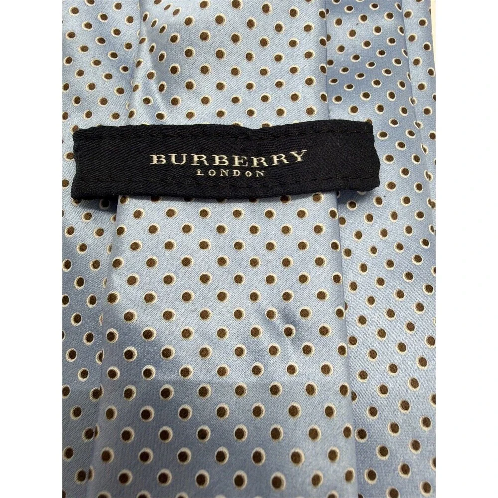 Burberry Blue Polka Dot Silk Tie Mens Accessory Made In England-Knight Logo
